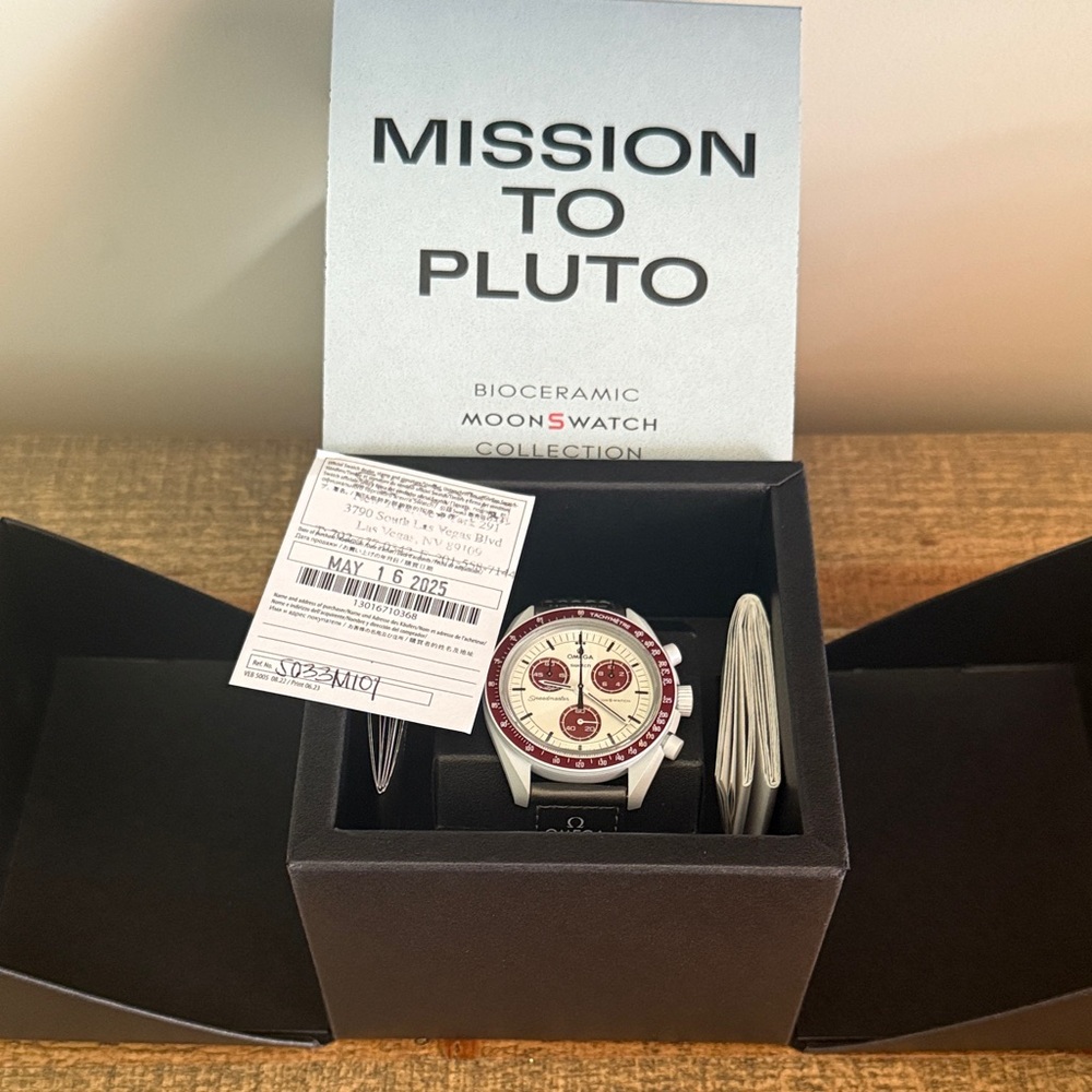 Swatch Bioceramic Watch with Red and White Accents